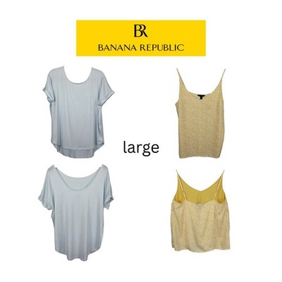 Large BR BananaRepublic Scoop Modal LightBlue   Yellow Floral Cami Tank FreeShip