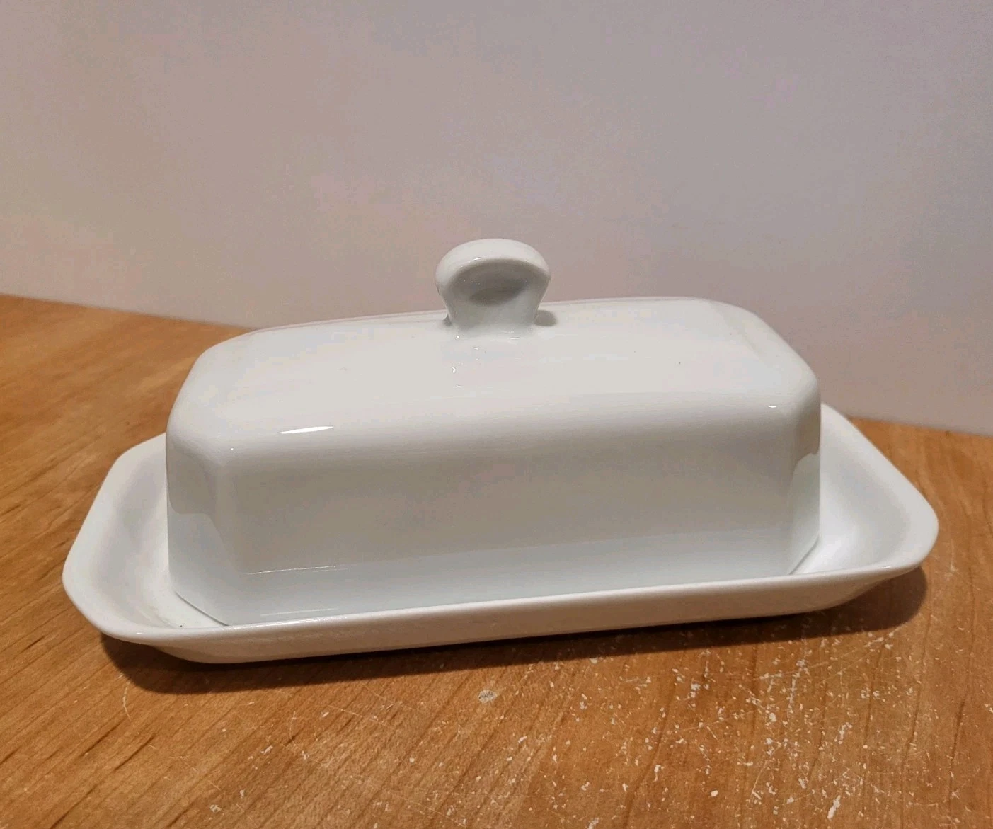 PILLIVUYT Solid White Butter Dish and Lid FRANCE Porcelaine MODELE DEPOSE