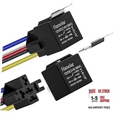 2 Pack 12V 40/30 Amp Car Relay DC 5 Pin SPDT and Harness - Heavy Duty 12 AWG