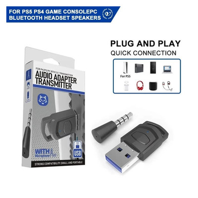 Bluetooth Transmitter Wireless Receiver for PS5 PS4 PC USB Dongle Audio Adapter