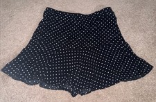 Zara Women's Ruffled Polka Dot Mini Full Skirt Zipper Side Black White Sz S