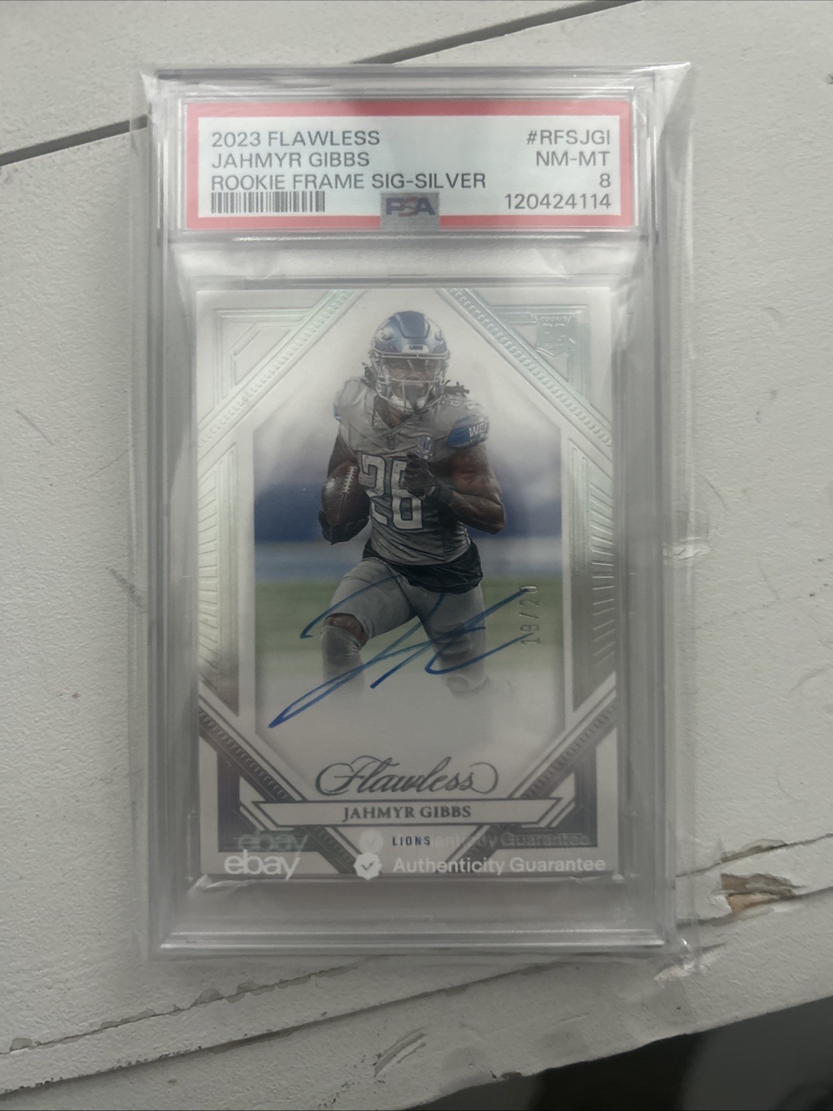 Jahmyr Gibbs Panini Flawless Rookie Frame Signatures #RFSJGI Silver