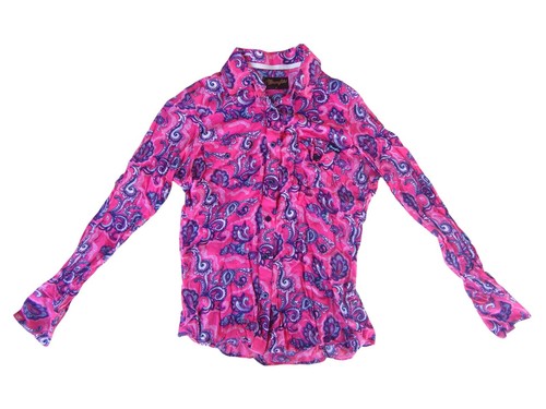 Wrangler USA Women's Hot Pink Long-Sleeve Western Cowgirl Shirt Top - Size 8 - Picture 1 of 10
