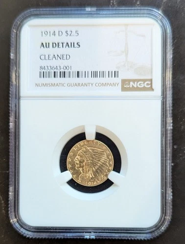1914-D Indian Head $2.5 Quarter Eagle Gold Coin