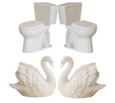 Ceramic White Swan Toilet Bolt Covers Decorative Toilet Bolt Caps,2 Pieces