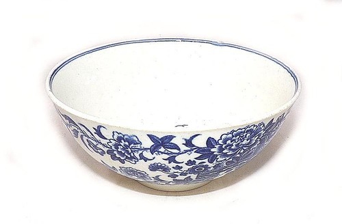 WORCESTER 1ST PRD DR WALL BOWL - FENCE PATTERN -CRESCENT MARK -6 1/4" DIA. -FINE - Picture 2 of 5