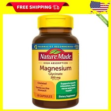 Nature Made Magnesium Glycinate 200mg per Serving 60 Capsules Dietary Supple...