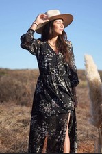 LoveStitch Harvest Moon Maxi  V-neck Front slit ultimate romantic Dress Women S