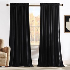 NICETOWN Black Velvet Blackout 52W x 96L Pack of 2 , Series -