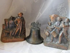 3 Vintage Banthrico Metal Banks Liberty Bell Minuteman Bank Spirit of 1776