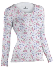 Indera Combed Cotton Thermal - Raschel Knit - Long Sleeve Floral - Women Size M