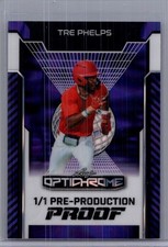 Tre Phelps 2025 Leaf Optichrome Baseball 1/1 Pre Production Proof
