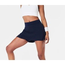 Spanx Skort 14in Women Medium Get Moving Pleated Booty Boost Midnight Navy NEW