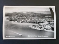 Bremerton, Washington (WA) Puget Sound Harbor Aerial View - RPPC - Unused