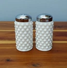 Vintage Fenton White Milk Glass Hobnail Salt And Pepper Shakers, Excellent