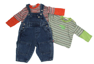 Just small 3tlg Jeans-Hose Denim Latzhose Overall 2x LA-Shirt Junge Gr. 68