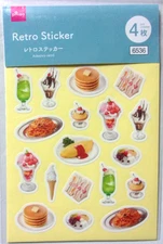 DAISO Cafe Foods Sweets Retro Sticker Sheet Japan Parfait Pancake Drink