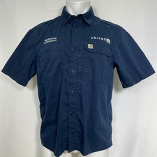 United Airlines Warehousing  Distribution Carhartt Force Blue Shirt Mens MEDIUM