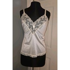 Vintage Antron 111 White Cami Lace Trim Feminine Coquette Delicate USA Made M