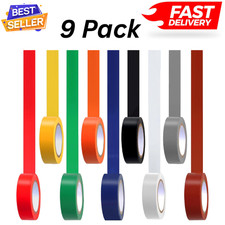 9 Pack Coloured Electrical Tape, Electrical Tape Colours Water, Sun, and Oil Res