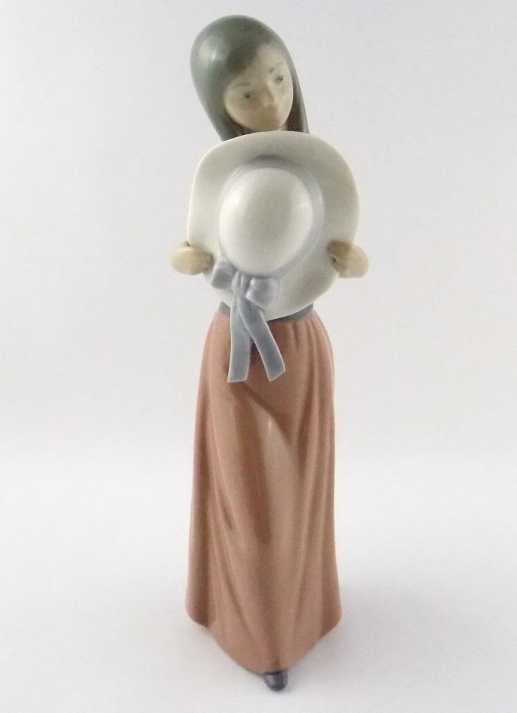 Lladro Sun Hat Girls Dreamer Girl Figurine Pink Dress Ribbon Hat