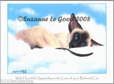 Siamese Cat art painting sympathy card from original painting by Suzanne Le Good