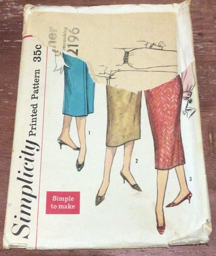 50’s Simplicity Sewing Pattern 2196 One Yard Pencil Skirt Waist Size 26 Cut