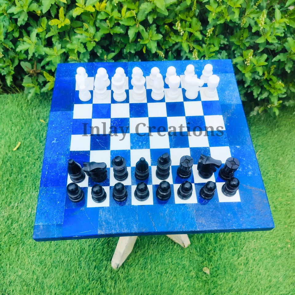 Lapis Lazuli Marble Chess Set With 32 figures Pices, Handmade Chess Table Top . - Image 2 of 4