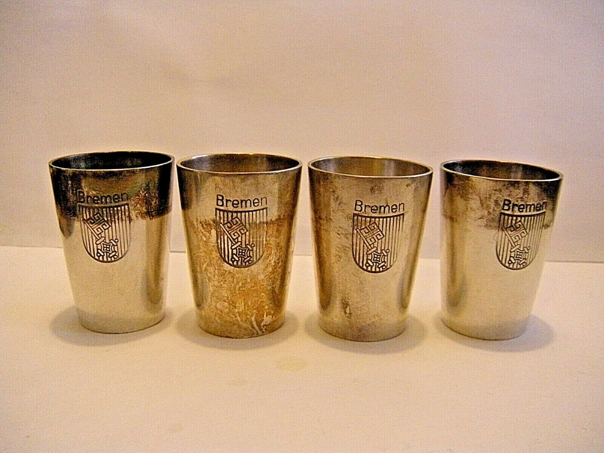 BSF Bremen Set of 4 Vintage German Sterling Silver Small Shot Glasses Cups