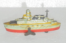 Vintage MT Trademark Litho Wind Up Ship/Boat Tin Toy, Japan
