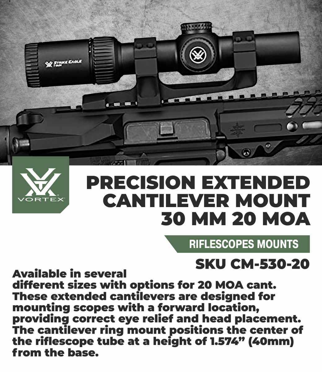 Vortex Optics Precision Extended Cantilever Mount 30mm 20 MOA w