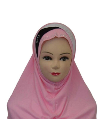 2x Instant Mädchen Hijab ausgefallene Kopfbedeckung islamischer Überwurf Schal mit Perlen 