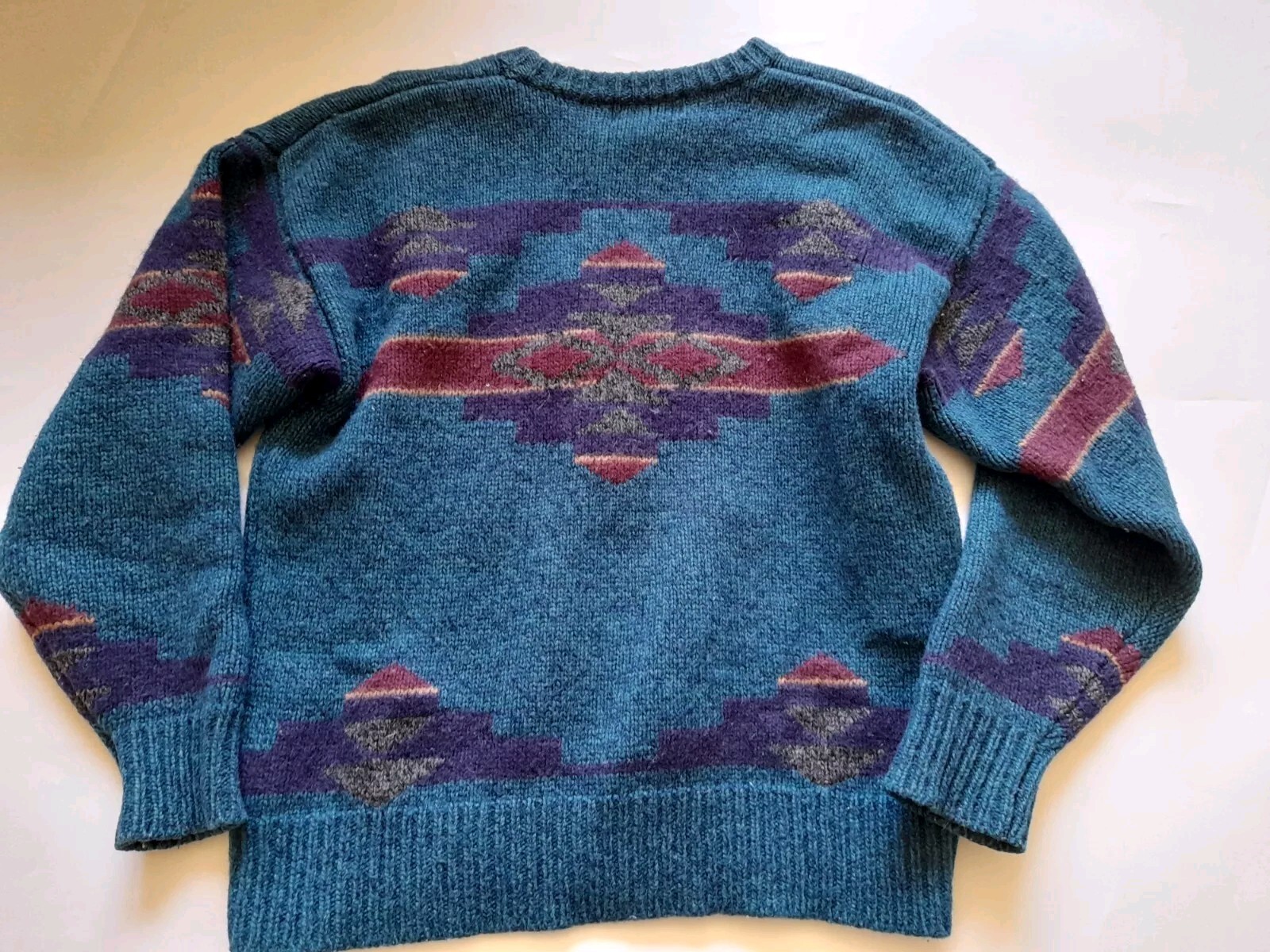 VTG  Eddie Bauer Wool Aztec  Patchwork Sweater Us… - image 5