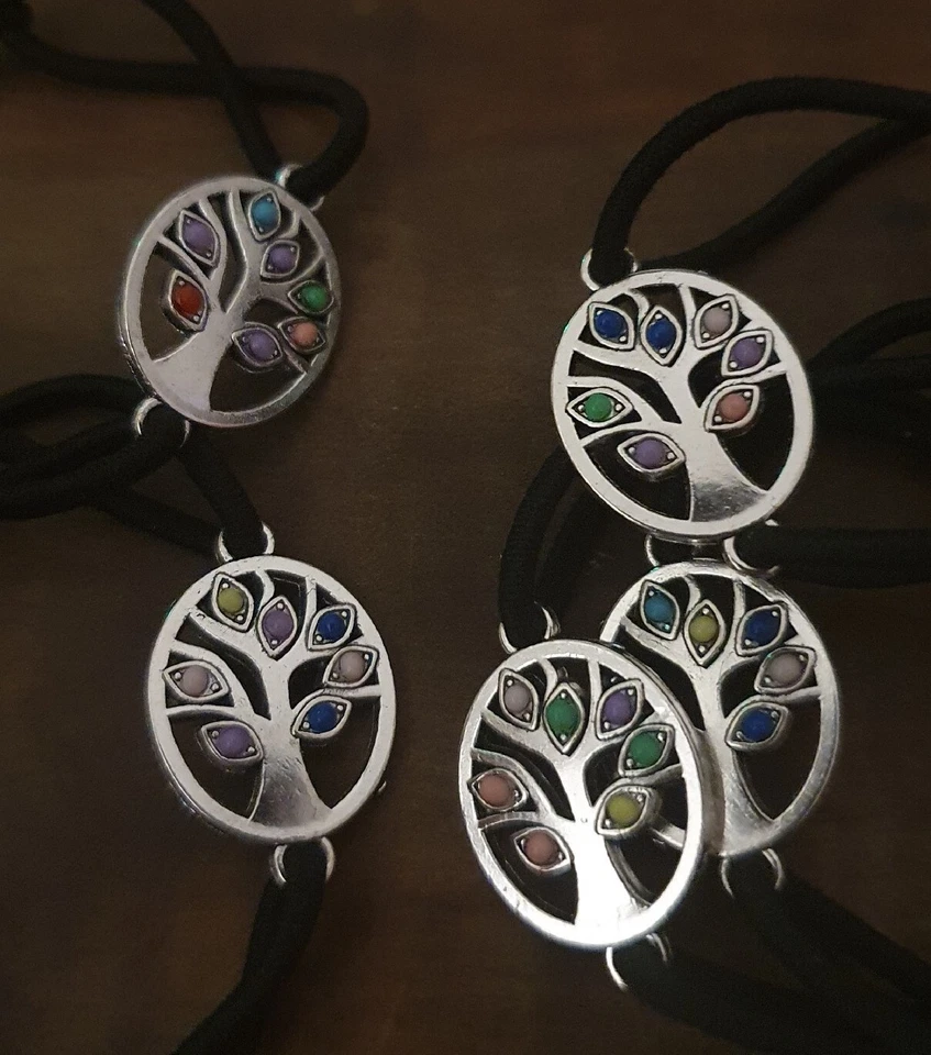 armband lebensbaum versilbert Elastisch Verstellbar Strass Bunt Weltenbaum  - Bild 4 von 4