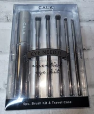 CALA EYE NEED IT Essential Eye Kit 5pc Make Up Brush Kit & Travel Case New 