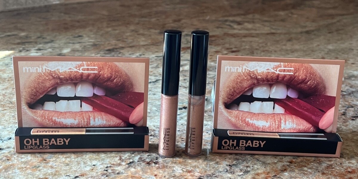 2 x MAC Mini Lipglass Oh Baby .08 oz/2.4 g each NIB eBay