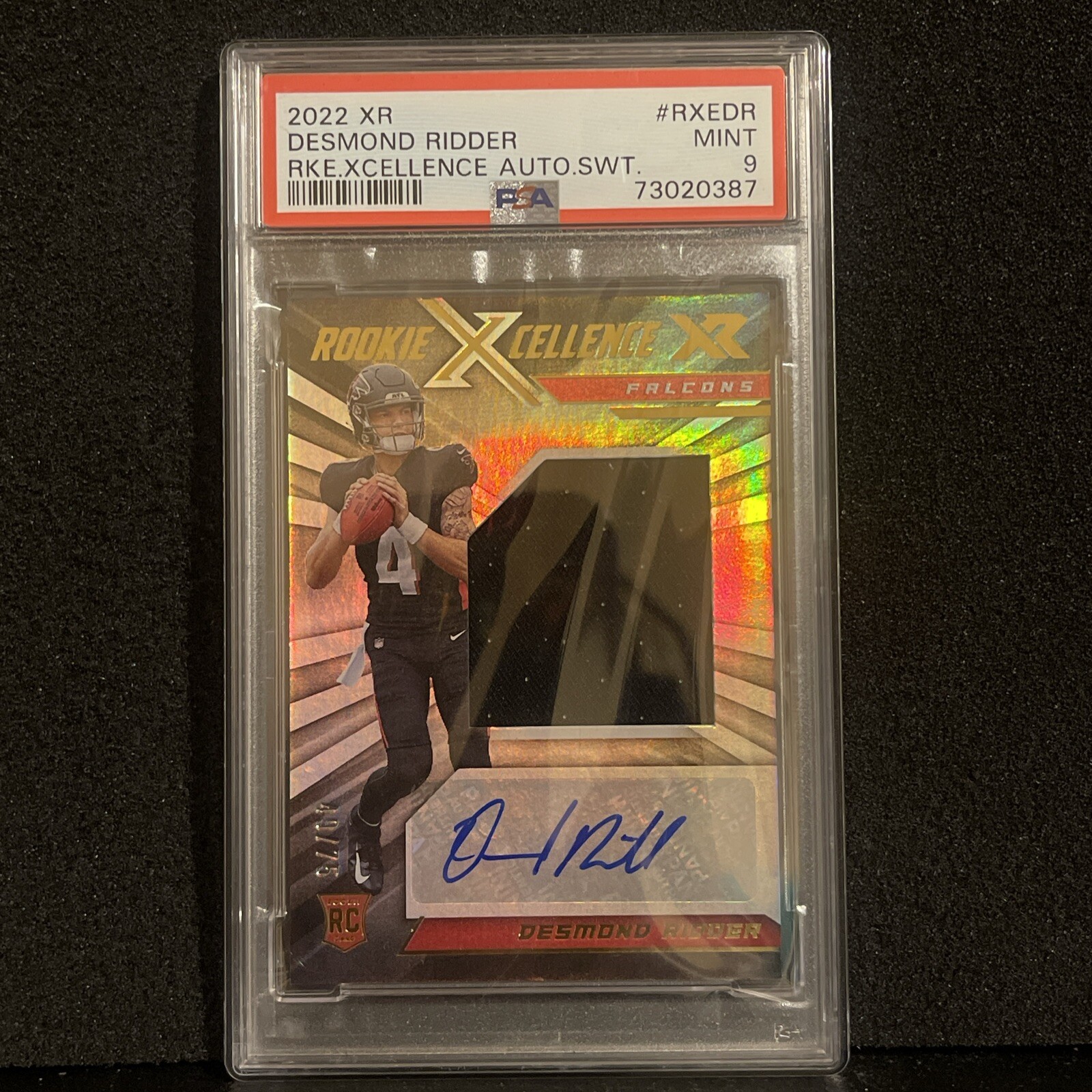 Desmond Ridder Panini XR Rookie Xcellence Autograph Swatches #RXEDR Base