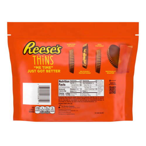 12.03 oz, Reese's Thins Milk Chocolate Peanut Butter Cups Candy, Family Pack, - Picture 3 of 9