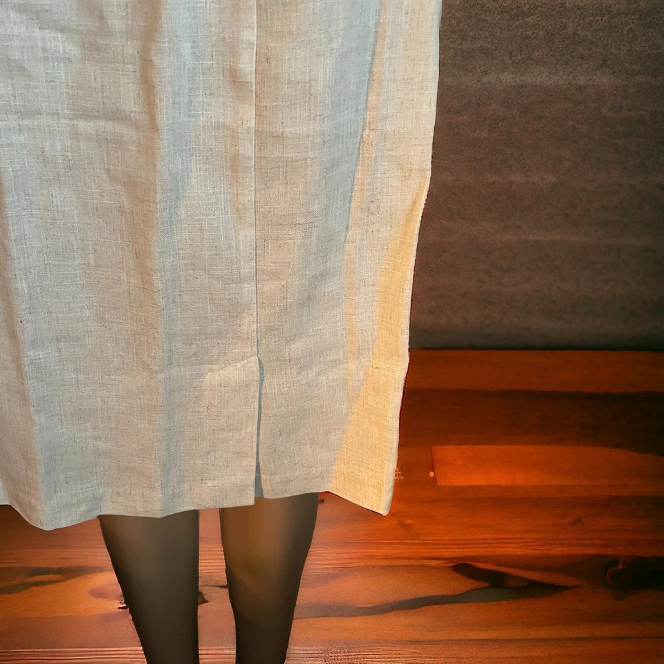 Falda De Colección Jaclyn Smith Para Mujer Lino Beige Línea A Talla 12 Abertura Trasera Cremallera Usada en Excelente Condición Foto 3 de 4