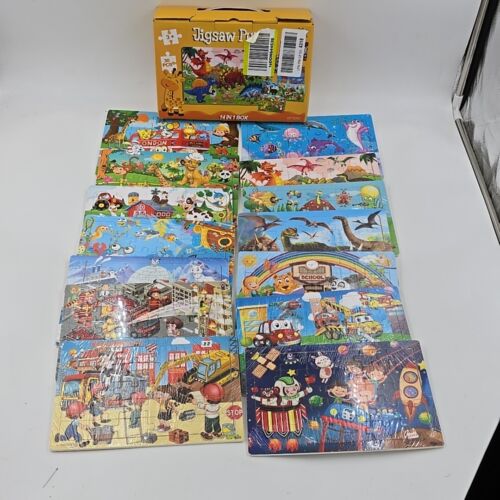 Puzzles pour enfants de 4 à 8 ans, pack de 14 puzzles en bois 30 pièces préscolaire... - Photo 1 sur 8