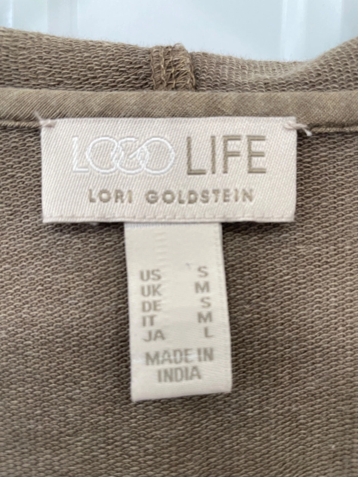 VETEMENTS Felpa con cappuccio LOGO Life by Lori Goldst French Terry Pullover taglia small Pintuck Tan