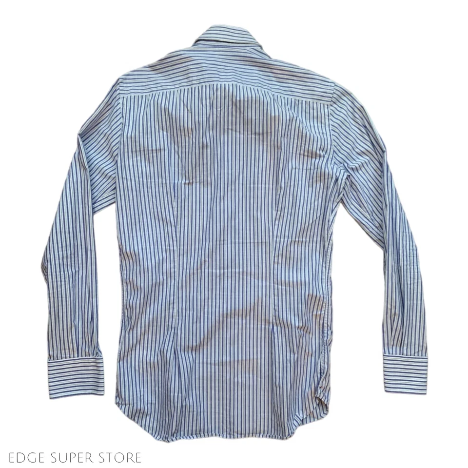 Camisa de vestir J Lindeberg azul blanco PJ a rayas calce ajustado con botones talla 36/14 Foto 4 de 4