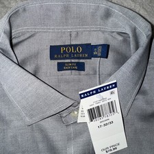 Ralph Lauren Men's Dress Shirt Poplin Slim Fit Easy Care Woven Cotton MSRP 79