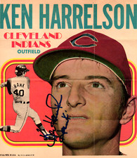 1970 Topps Poster- Ken Harrelson Signed Cleveland Indians