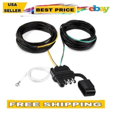 22 Ft 4-Pin 5-Wire Trailer Light Wiring Harness, Nylon Net Protection RV Boat