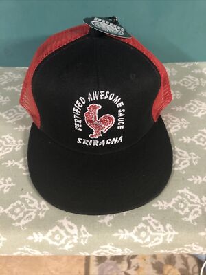 New Pugs Brand Sriracha Certified Awesome Sauce Red & Black Snapback Mesh Hat!