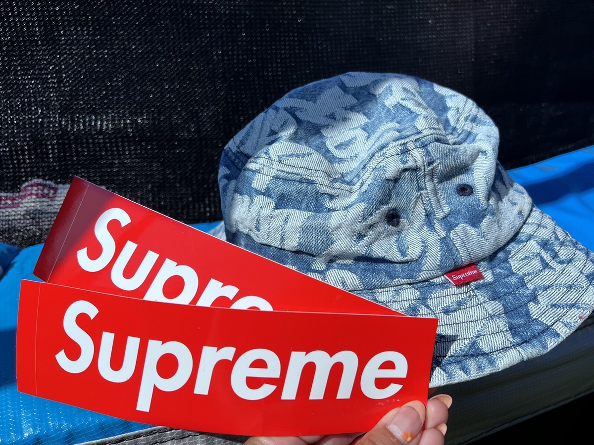 Supreme Fat Tip Jacquard Denim Crusher Bucket Hay, Size Supreme Fat Tip Jacquard Denim Crusher Bucket Hay, Size