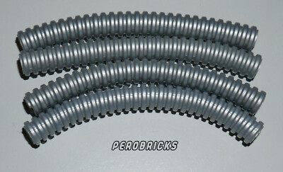 Lego Technic Technik 4x Riffelschlauch 8lang, ca. 7cm, #78c08 pearl light gray