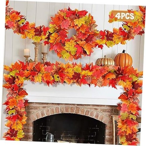 4 Pack Thanksgiving Fall Decorations for Home Porch, 5.8ft Multicolor 4 Pack