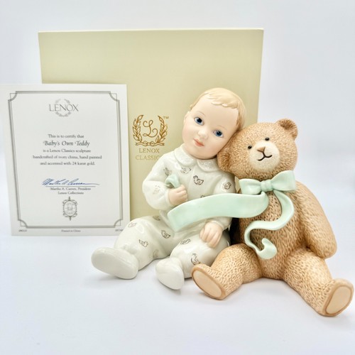 Lenox Classics Baby's Own Teddy Sculpture ~ Bone China 24K Gold ~ NIB w/ COA